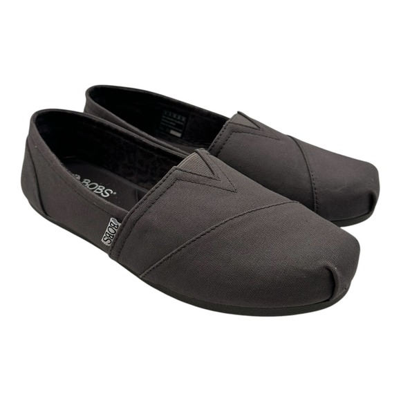 Skechers Bobs Plush Peace & Love Shoes Womens 9‎ WIDE Charcoal Grey Loafer Flats - Picture 1 of 11